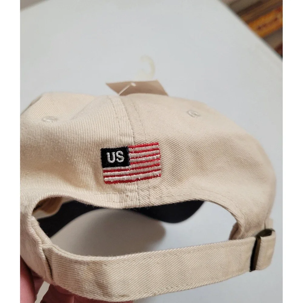 Titleist Golf Hat Cap Adjustable Strapback Beige‎ New NWT USA Flag Preppy 0197